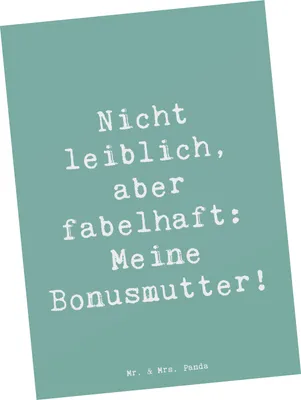 Produktbild von Mr. & Mrs. Panda Postkarte Spruch Bonusmutter - Meeresbrise - Geschenk, Jubiläen, Ansichtskarte, Handarbeiten, Weihnachten, Ansichtskarten, Familie, einzelkarte