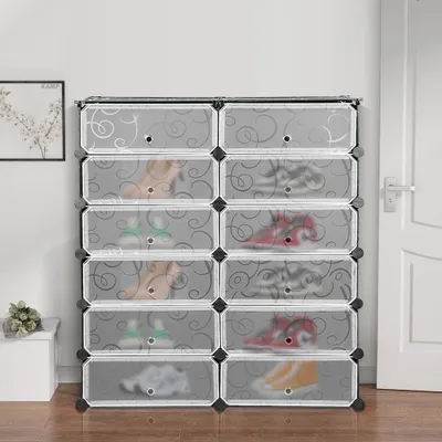 Produktbild von Dazhom® Schuhschrank modular DIY Steckregal System Kunststoff Schuhablage,Garderobe Schuhregal 95x37x107cm