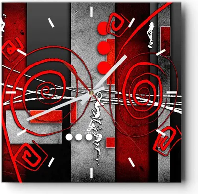 Produktbild von Wanduhr - Quadrat - Glasuhr - Grafik geometrische figuren kreis - 30x30cm - Schleichendes Uhrwerk - Lautlos - zum Aufhängen bereit - Dekoration Modern - Wanddekoration aus Glas - C3AC30x30-0599