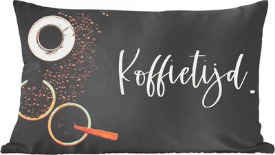 Produktbild von MuchoWow® Zierkissen Sofakissen Wohnzimmer Dekokissen 50x30 cm Kaffeezeit - Sprichwörter - Kaffee - Küche - Wohnzimmerdekoration - Polster mit Photo