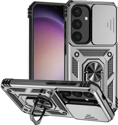 Produktbild von Samsung Galaxy S25 Hülle - Coverup Armor Ring Ständer Back Cover mit Kamera Schutz - Grau