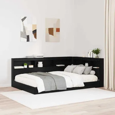 Produktbild von Stauraum-Kopfteil mit Regal Schwarze Eiche 120 cm Holzwerkstoff
