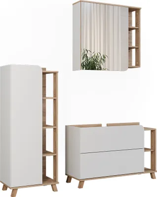 Immagine prodotto di Set di mobili da bagno Vicco Karen Sonoma/Bianco 3 parti, Model 55428