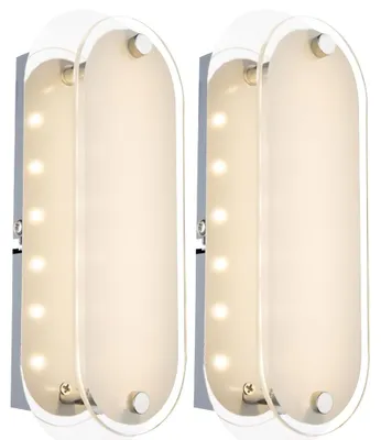 Produktbild von 2x LED Wandleuchte, Glas satiniert klar, Chrom, L 19 cm