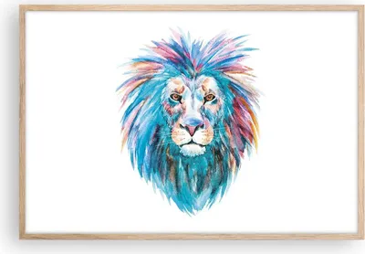 Produktbild von Gerahmtes Poster - Rahmen in heller Eiche - Bunt Löwe Mähne - 91,5x61 cm - Wand Bild - Wanddeko - Wandbilder - Kunstposter - Wandposter - Bilderrahmen - Bilder - Kunstdruck - Wandbild P2NAA91x61-4250