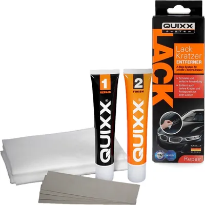 Immagine prodotto di QUIXX Paint Scratch Remover Kit di Riparazione 2 Passi No 1 No 2 con Panni