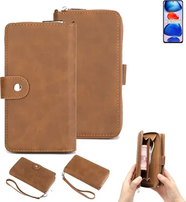 Produktbild von K-S-Trade Handyhülle Schutzhülle kompatibel mit Xiaomi Redmi Note 11 Pro+ & Portemonnee Tasche Handytasche Case Etui Geldbörse Wallet braun (1x)