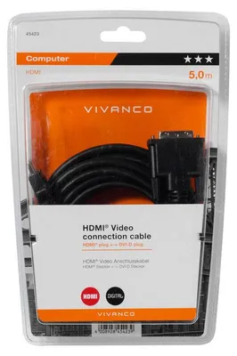 Obrázok produktu pre Kábel VIVanco™HDMI-DVI-D 5 m 45423