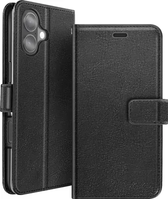Zdjęcie produktu dla Mayaxess, etui portfelowe iPhone 17 z paskiem na rękę i podstawką, czarne