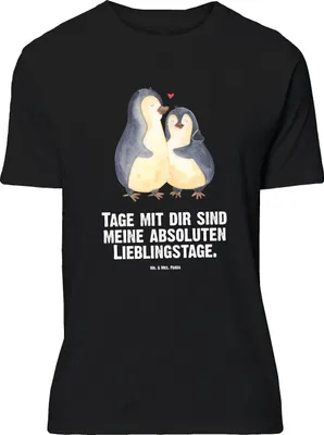 Produktbild von Mr. & Mrs. Panda Größe XL T-Shirt Pinguin umarmen - Schwarz - Geschenk, Tshirt, mit Spruch, Hochzeitstag, Shirt, Jahrestag, Liebe