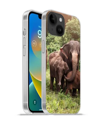 Produktbild von MuchoWow® Handyhülle Schutzhülle Hülle für Apple iPhone 14 - Softcase Elefant - Tiere - Wald - Gras - Grün Silikon Softcase Handy Hülle - Mobiltelefonhülle