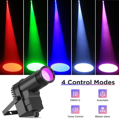 Immagine prodotto di Fari a LED "pinspot" - RGBW - 12W - DMX512 - Sensibili al suono - Set da 2 - Spina EU