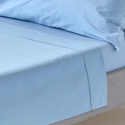 Immagine prodotto di HOMESCAPES lenzuolo senza elastico blu, densità di filo 200, 230 x 255 cm