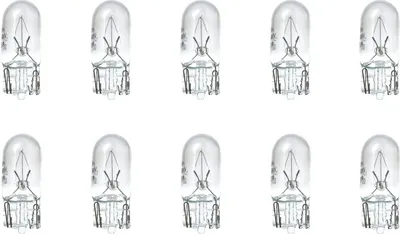 Productafbeelding van 10 stuks W5W gloeilampen, autolampen, type W2.1x9.5d, 12V, 5W, met E4 EU-keur