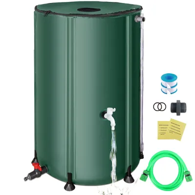 Produktbild von NACATIN Faltbare Regenwassertonne 380L, Regenwassersammler mit Deckel, Hahn & Überlaufschutz, wetterfest, Dunkelgrün