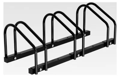 Produktbild von Fahrradständer für 3 Fahrräder, 30 cm Radabstand, 35-55 mm Reifenbreite, rostfreier Stahl, selbstsichernde Schrauben, Boden- oder Wandmontage, Mehrfachständer, Fahrradhalter, Schwarz