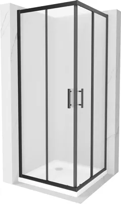 Zdjęcie produktu dla Mexen Rio kabina prysznicowa kwadratowa 80 x 80 cm, szron, czarna + brodzik Flat, biały - 860-080-080-70-30-4010B