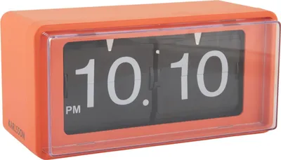 Produktbild von Karlsson - Wanduhr Retro Boxed Flip - Leuchtendes Orange - 20x10x10cm