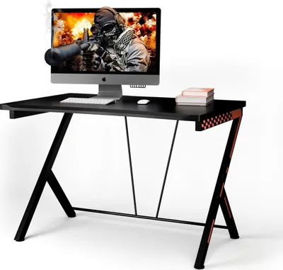 Produktbild von 116 cm Gaming-Schreibtisch mit Ergonomischem Design 116 x 75 x 77 cm Schwarz
