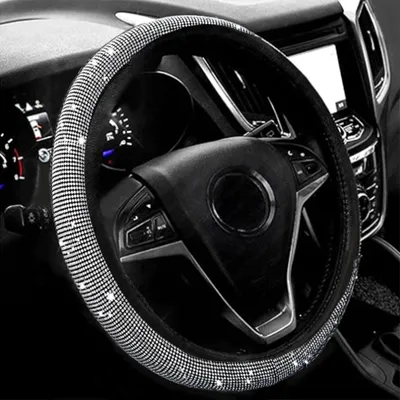 Imagen del producto de Funda para volante con pedrería y antideslizante, 38 cm, protector para volante de coche