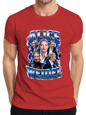 Productafbeelding van Alice Weidel, AfD, patriottisme, Duitsland, statement, sarcasme, moed, heren T-shirt, rood, maat S