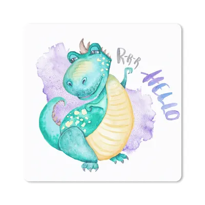 Produktbild von MuchoWow® Mauspad Mousepad Kinderzimmer - Blau - Dinosaurier - Jungen - Mädchen - Kind 30x30 cm - Mousepads - Maus Mat - Pad - Mausunterlage - Gaming