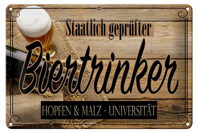 Produktbild von Blechschild Spruch 12x18 cm Staatlich er Biertrinker Deko Schild