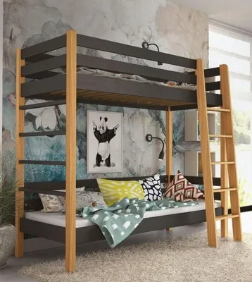Obrázek produktu pro Patrová postel pro děti 80x190 CORNA - dub / černá