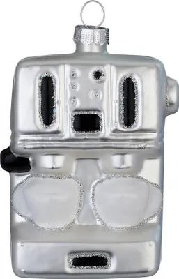 Produktbild von Christbaumschmuck Glas 9,5cm Kaffeeautomat Figur Silber