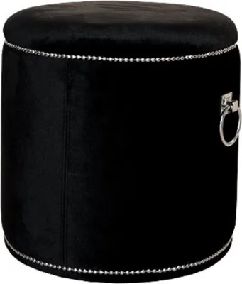 Produktbild von Casa Padrino Luxus Sitzhocker Schwarz / Silber Ø 50 x H. 52 cm - Luxus Rundhocker