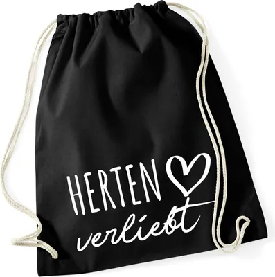 Produktbild von Huuraa Turnbeutel Herten verliebt 12 Liter Black Baumwolle Rucksack Geschenkidee