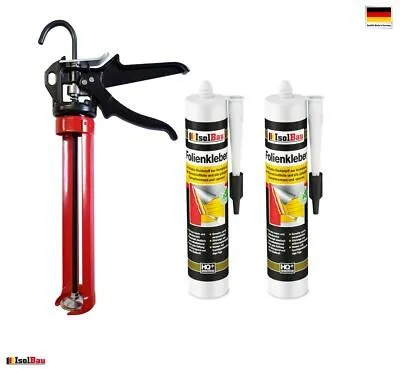 Folienkleber 2 x Dichtkleber + Premium Auspresspistole Dampfbremse Dampfsperre