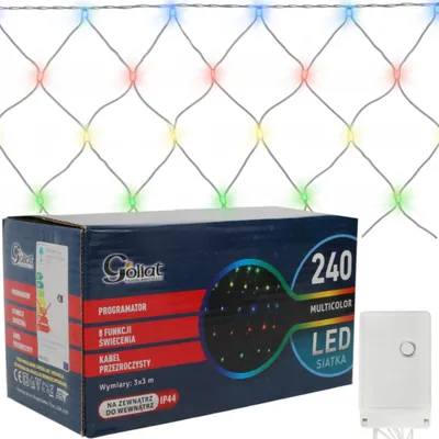 Zdjęcie produktu dla Siatka LED 3x3 M 240 LED Multikolor Lampki Choinkowe Zewnętrzna