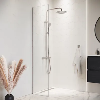Immagine prodotto di Parete doccia Florida - 40 x 200 cm - - Cromo - Vetro di sicurezza
