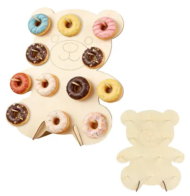 Donutständer aus Holz, Bären-Design, 35x29 cm, für Partys