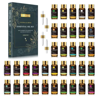 Obrázok produktu pre Sada esenciálnych olejov, 35 ks po 5 ml, darčeková sada pre aromaterapiu, vhodná pre difuzéry