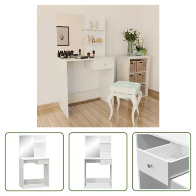 Produktbild von The Living Store Schminktisch Holzwerkstoff 75x40x141 cm Weiß