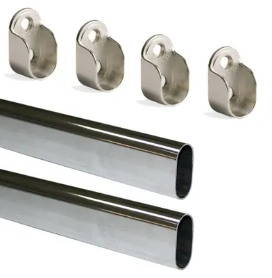 Garderobestange oval 30x15 mm 950 mm verchromt 2 St.