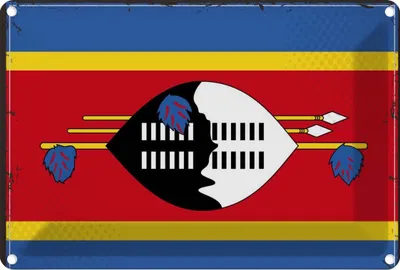 Produktbild von vianmo Blechschild 12x18 cm Swasilands Eswatini Flagge Fahne Wappen