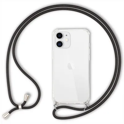 Obrázok produktu pre NALIA puzdro na mobilný telefón s retiazkou pre iPhone 12 mini, tvrdé puzdro s krytom na kábel, čierne