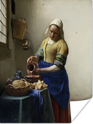 Produktbild von MuchoWow® Poster Das Milchmädchen - Johannes Vermeer 120x160 cm - Wandbilder