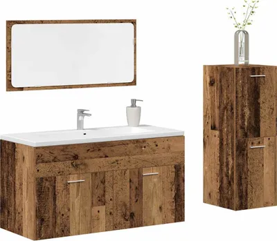 Produktbild von Maison Exclusive - 3-tlg. Badmöbel-Set Altholz-Optik Holzwerkstoff