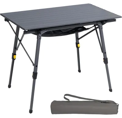 Immagine prodotto di Tavolo da campeggio pieghevole, regolabile in altezza, in alluminio, grigio, dimensioni 90 x 53 cm, per 4 persone