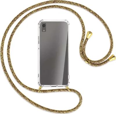 Produktbild von Handykette Backcover-Schutzhülle mit Band (Metall goldfarben) für Sony Xperia XA1 - braun+beige