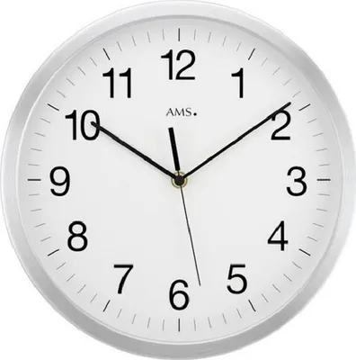 Produktbild von AMS 5524 Wanduhr Funk Funkwanduhr analog silbern rund