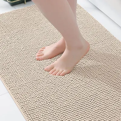 Image de Tapis de douche - 40 x 60 cm - En microfibre - Antidérapant - Absorbant - Beige