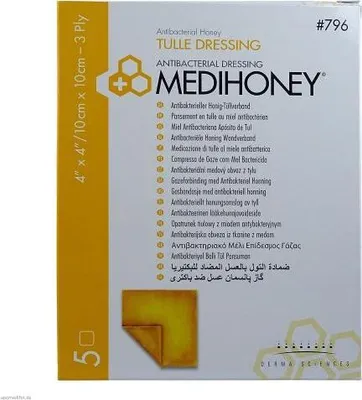 Produktbild von Medihoney antibakterieller Tüllverband 10x10 cm 5 St