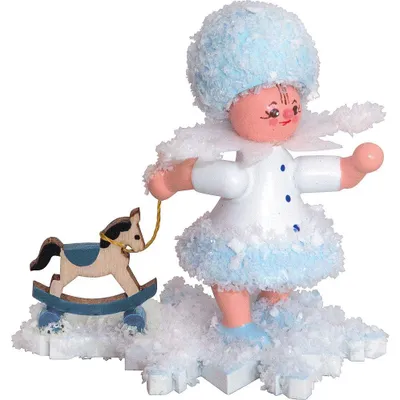 Produktbild von Schneeflöckchen mit Schaukelpferd (5cm) von Drechslerei Kuhnert