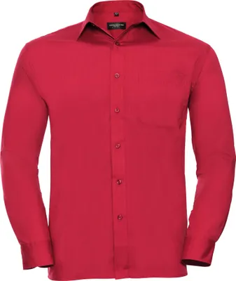 Image de Russell Collection Herren Langarm Hemd BC1027 (19,5) (Rot)