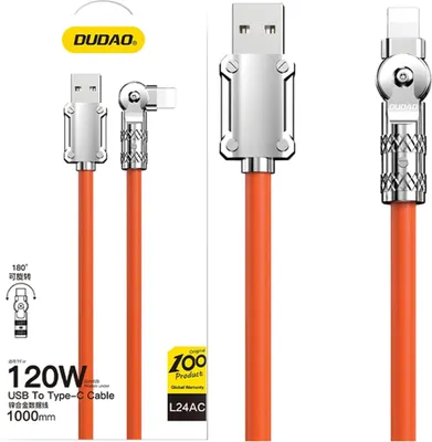 Image de DUDAO L24AL 120W Câble USB - Lightning 1 m Orange